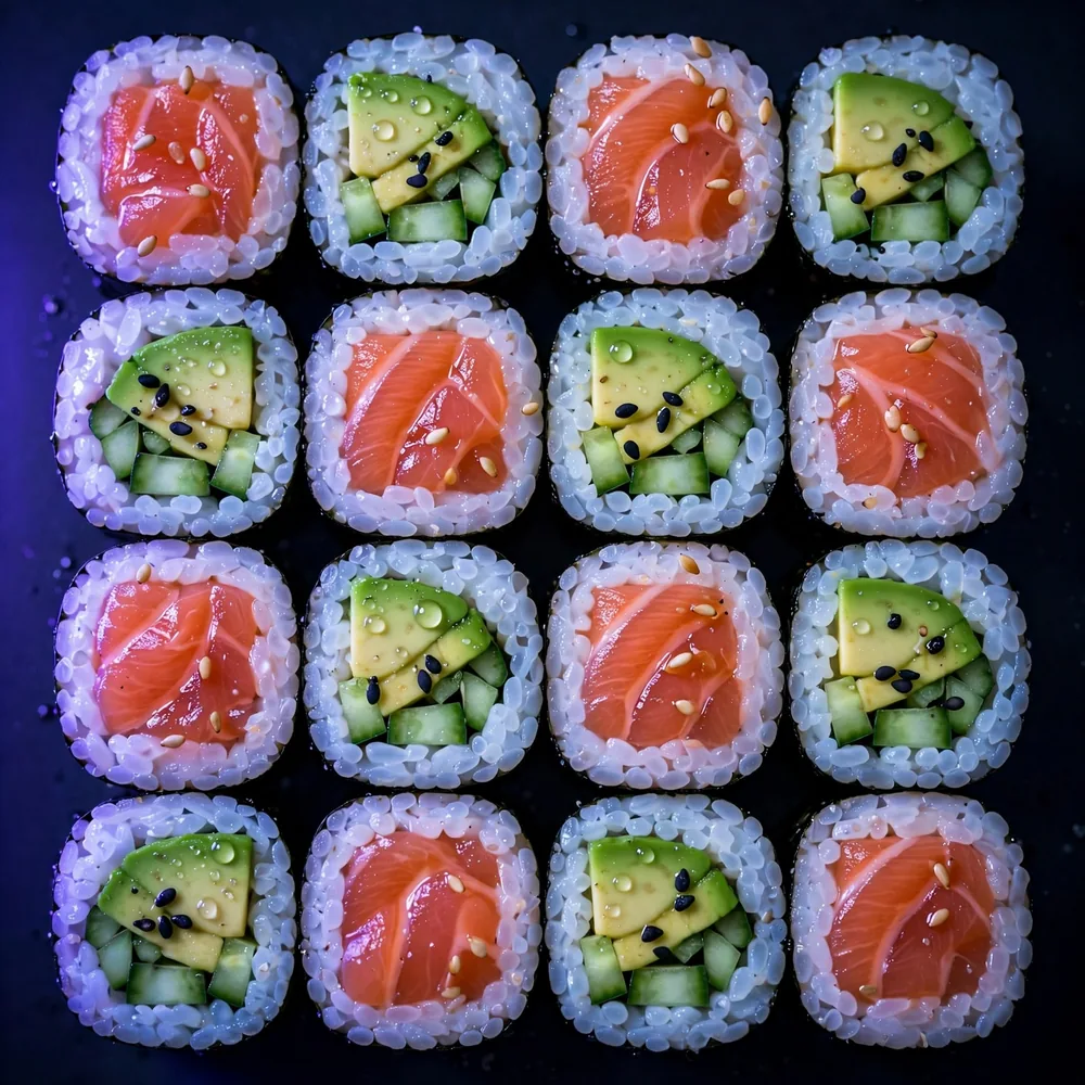 Maki pieces in an alternating grid