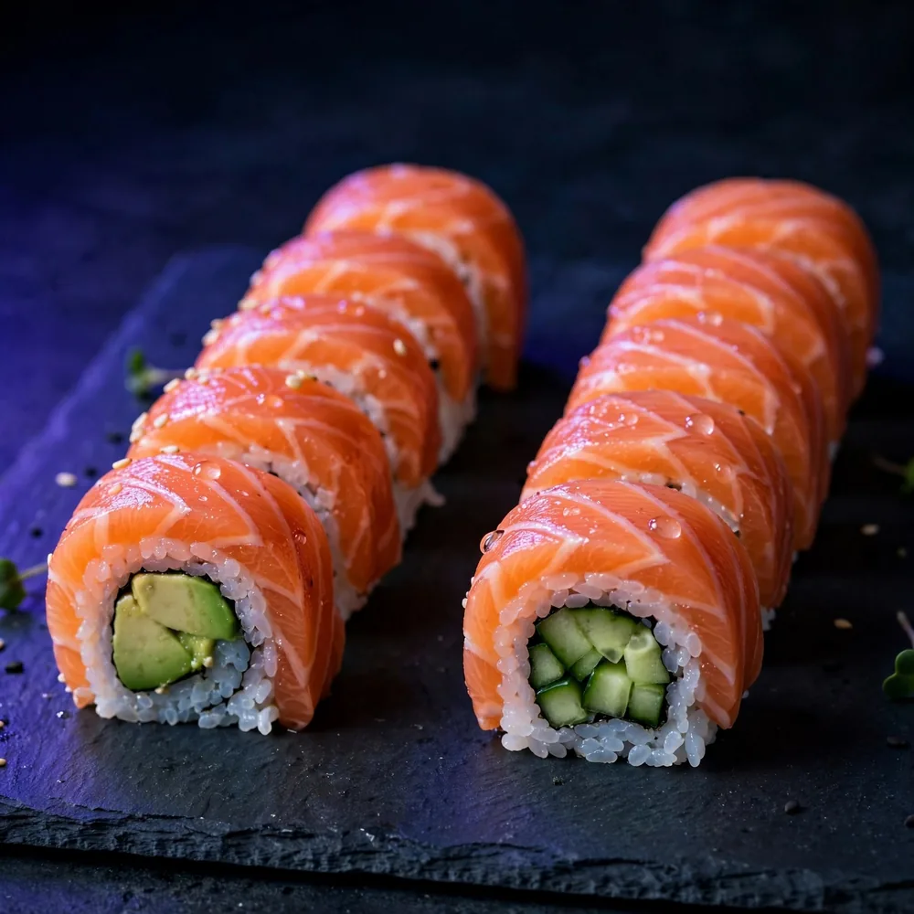 Salmon maki pieces
